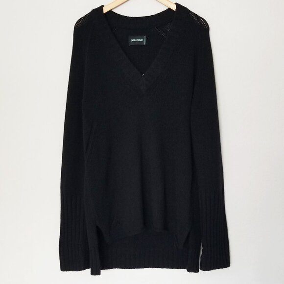 Zadig & Voltaire Valmy Reve D'Amour Vneck Jumper Sweater L 100% Merino Wool $358 - Picture 5 of 16